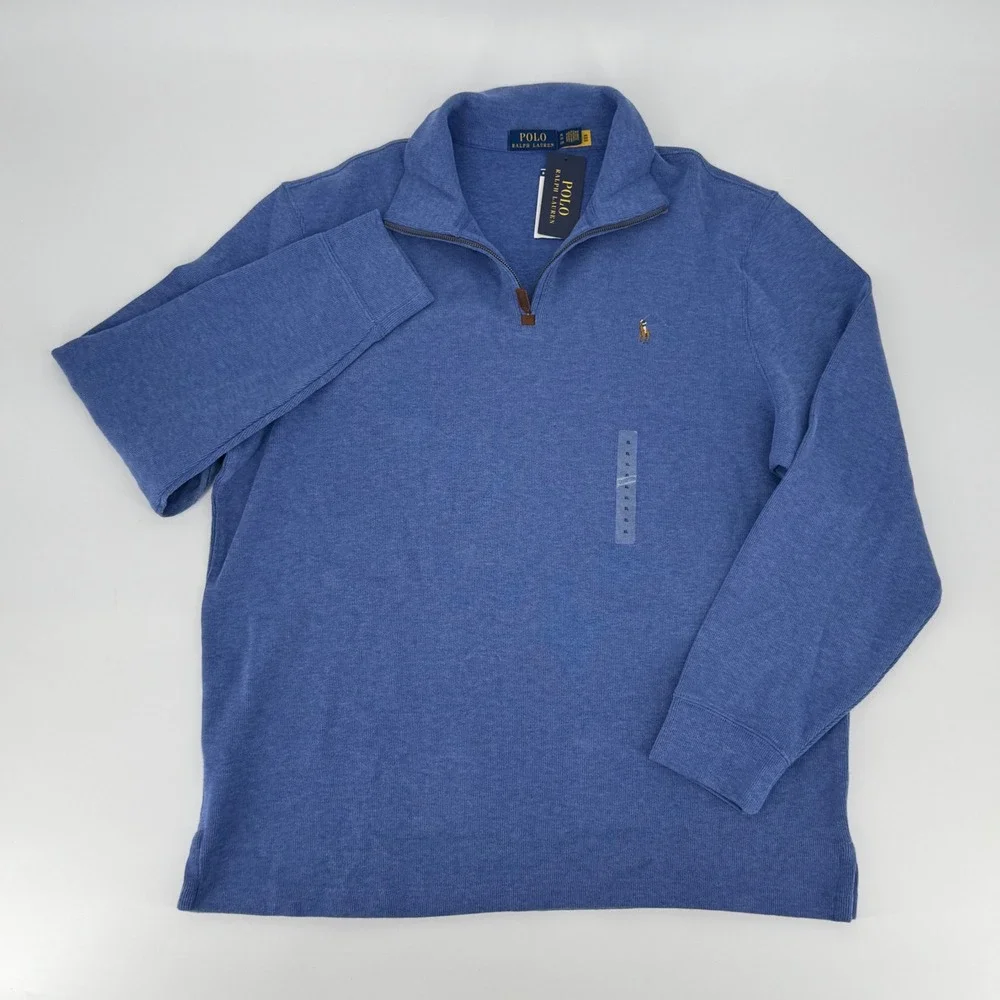 Polo Ralph Lauren Mens XL Blue Quarter-Zip Pullover Sweater NWT 710857873027